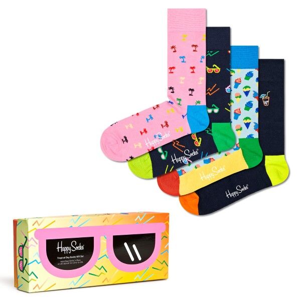 Happy socks 4-pakning Tropical Day Socks Gift Box - Pink/Blue