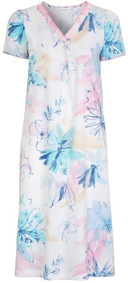 Damella Aquarelle Flower Nightdress - White Pattern-2