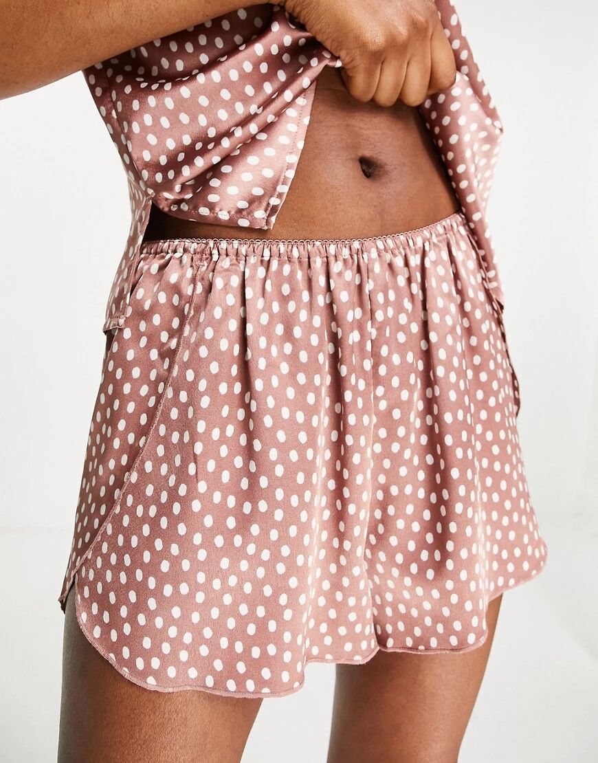 Abercrombie & Fitch polka dot sleep short co-ord in pink-Brown  Brown
