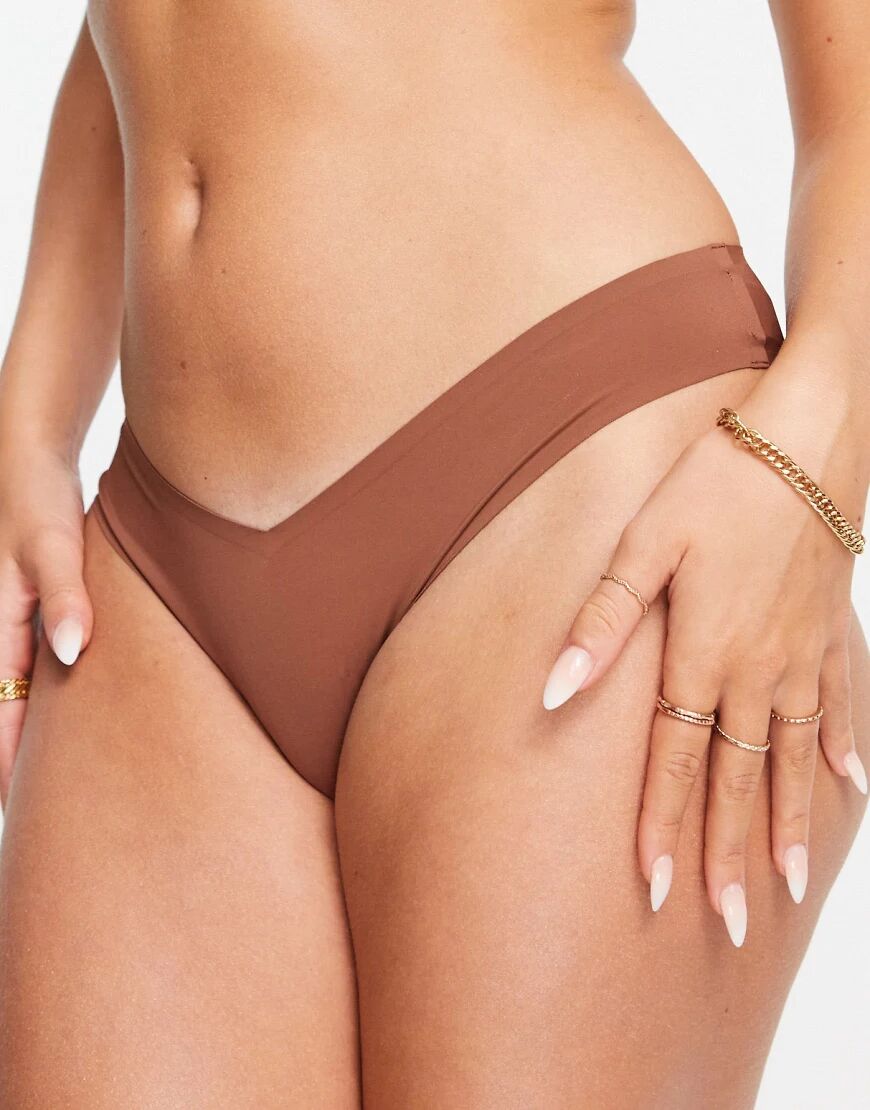 Abercrombie & Fitch seamless thong co-ord in camel-Brown  Brown