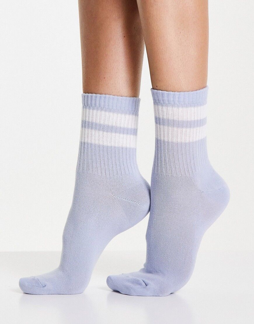 Accessorize socks with varsity stripe in light blue  Blue
