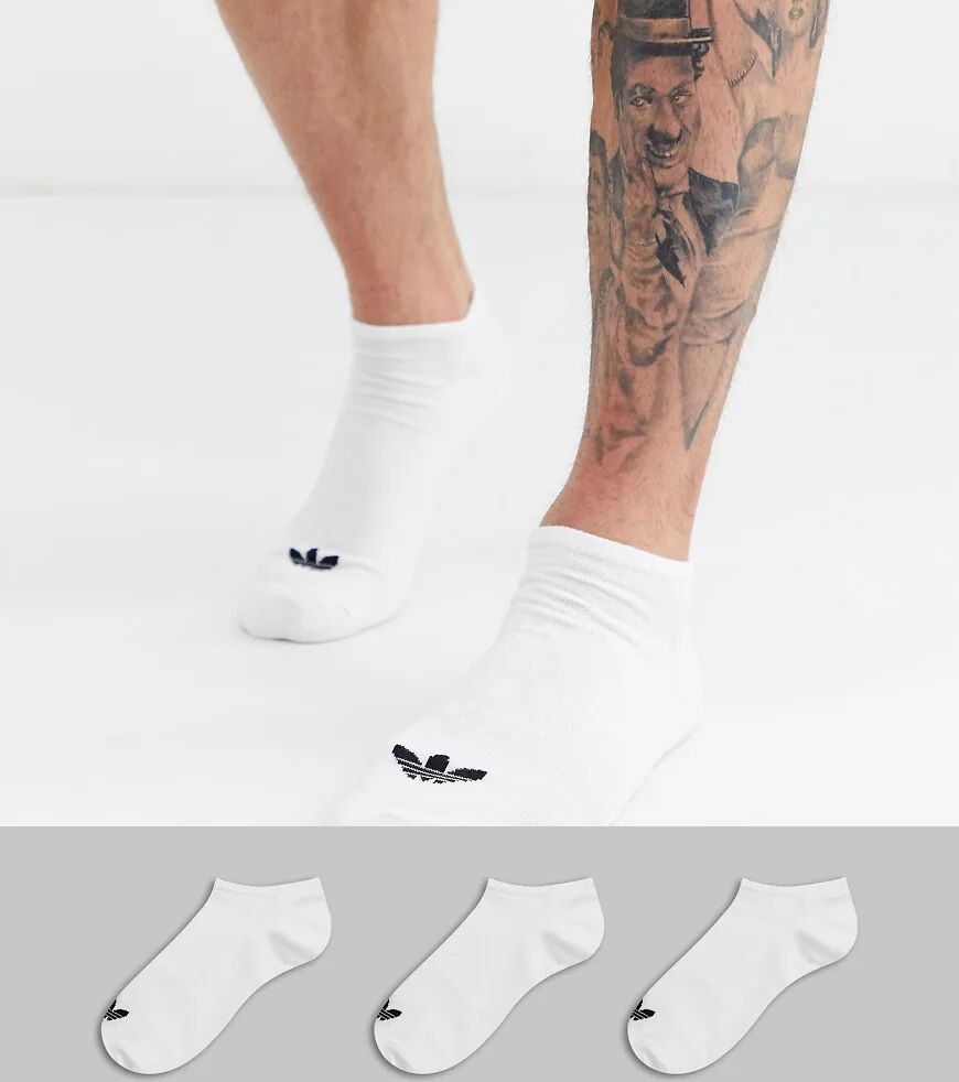 adidas Originals adicolor Trefoil 3 pack trefoil trainer socks in white  White