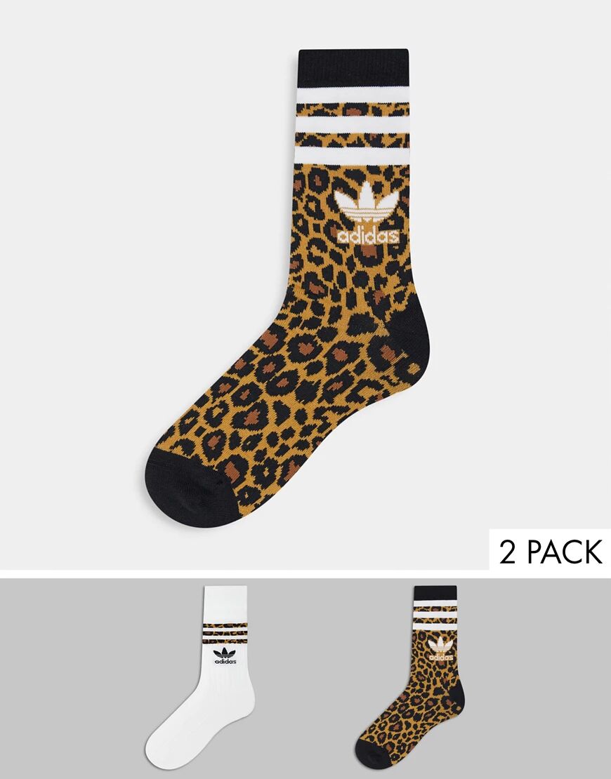 adidas Originals 'Leopard Luxe' 2 pack logo socks-Multi  Multi