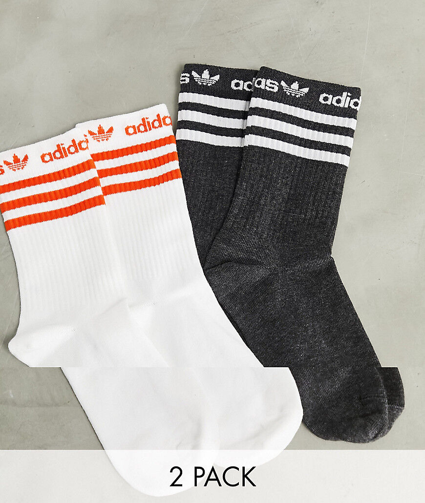 adidas Originals 'Premium Sweats' 2 pack striped socks with linear logo-Multi  Multi
