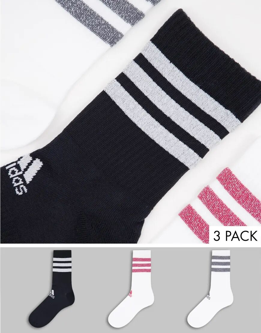 adidas performance adidas socks with three stripes in multi 3 pack-White  White