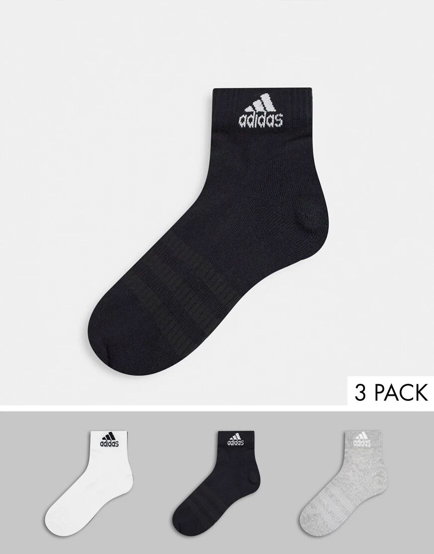 adidas performance adidas Training 3 pack ankle socks in multi-Black  Black