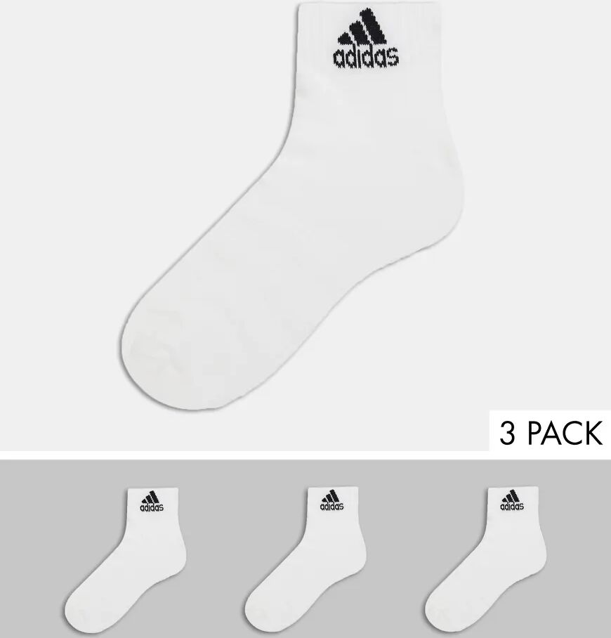 adidas performance adidas Training 3 pack ankle socks in white  White