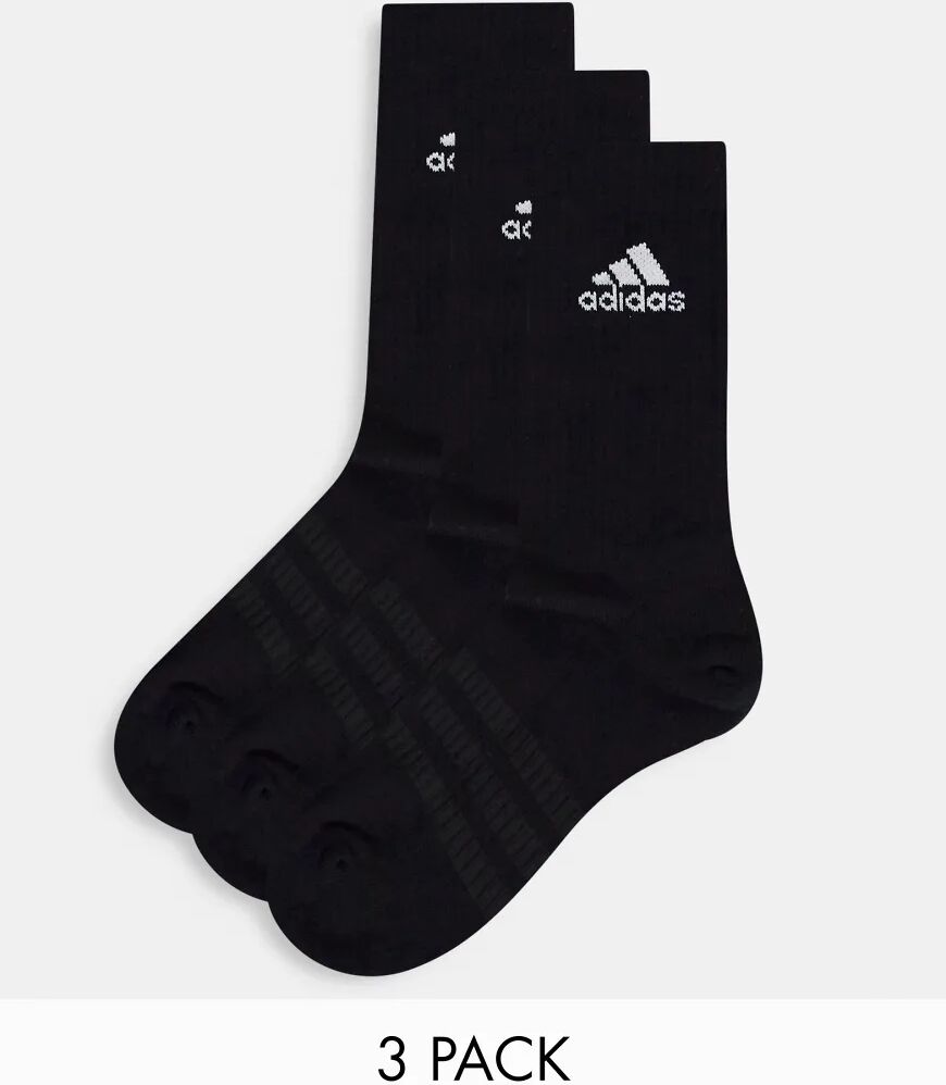 adidas performance adidas Training 3 pack crew socks in black  Black