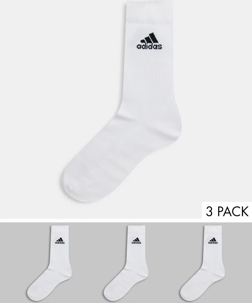 adidas performance adidas Training 3 pack crew socks in white  White