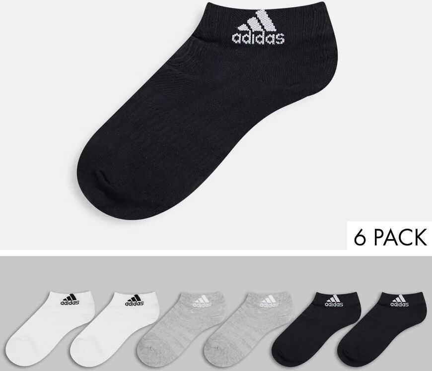 adidas performance adidas Training ankle socks with logo in black grey white 6 pack  Black