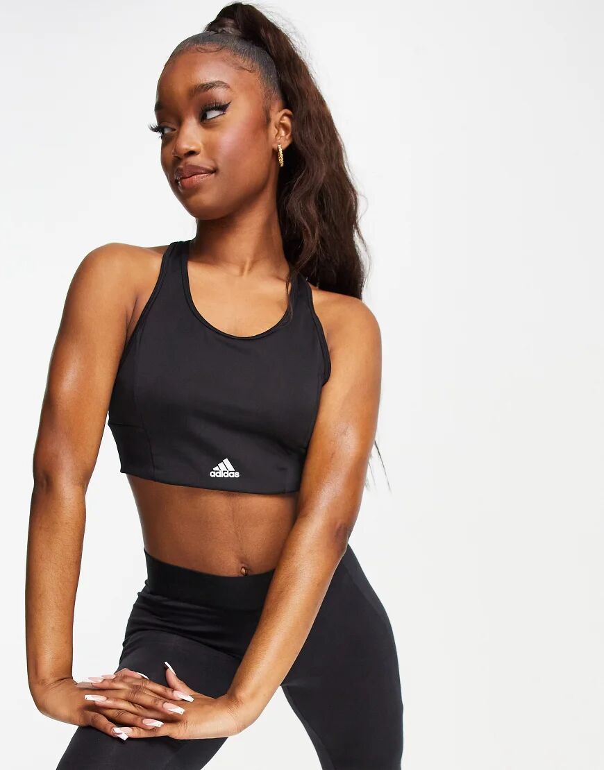 adidas performance adidas Training low support 3 stripe bra in black  Black