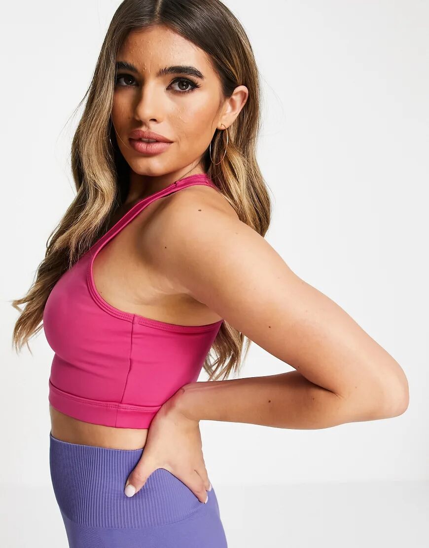 ASOS 4505 icon longline scoop neck sports bra-Pink  Pink