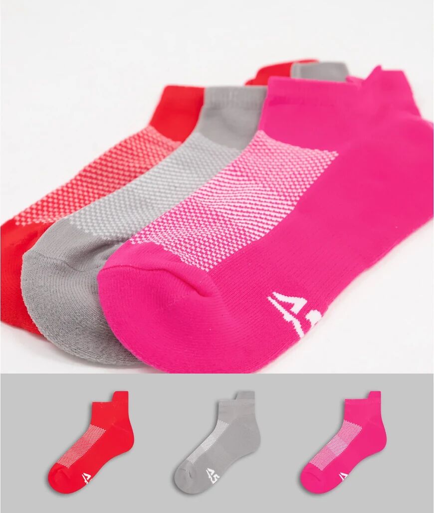 ASOS 4505 run trainer socks with antibacterial finish 3 pack-Red  Red