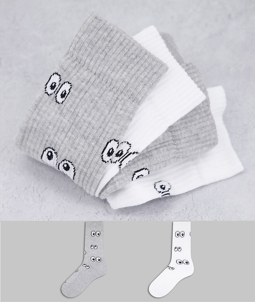 ASOS DESIGN 2 pack sports socks with eyes-Multi  Multi