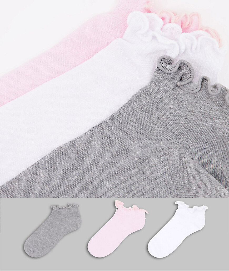 ASOS DESIGN 3 pack frill top trainer socks in multi  Multi