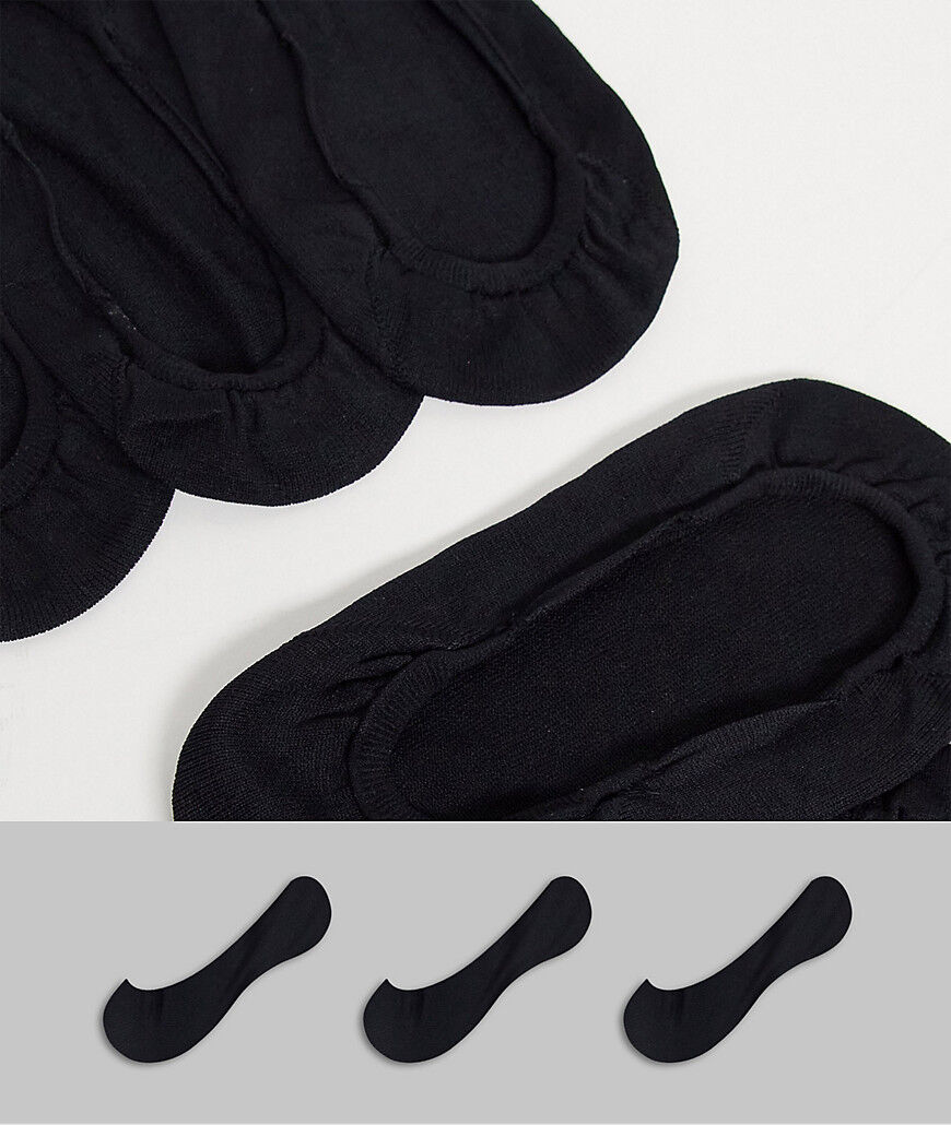 ASOS DESIGN 3 pack invisible liner socks in black in recycled nylon  Black