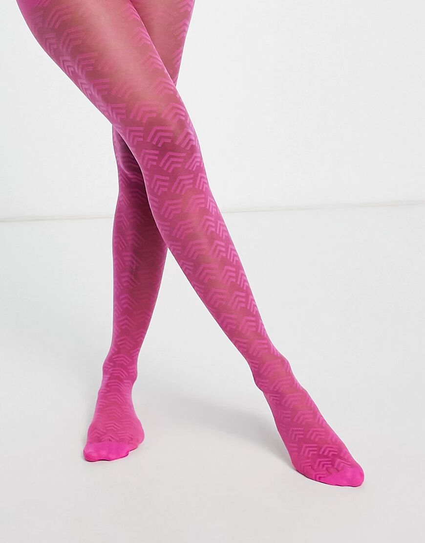 ASOS DESIGN 30 denier geo monogram tights in pink  Pink