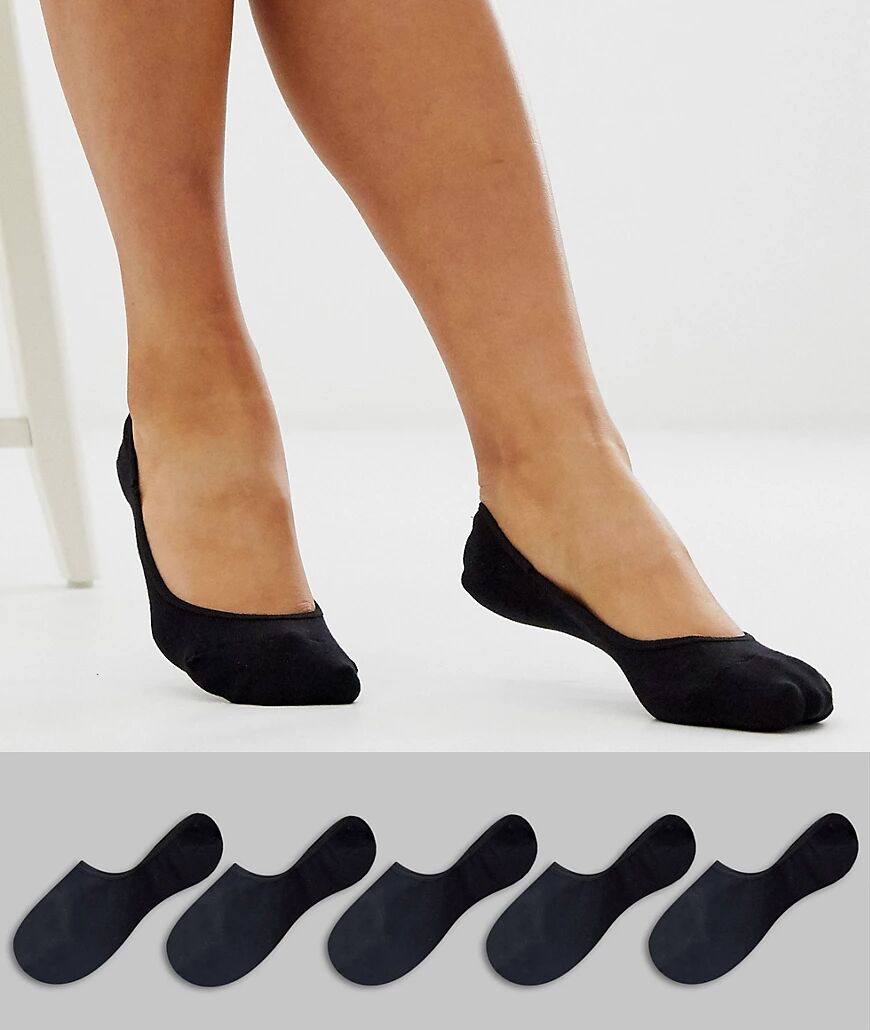 ASOS DESIGN 5 pack invisible socks with back grip band detail in black  Black