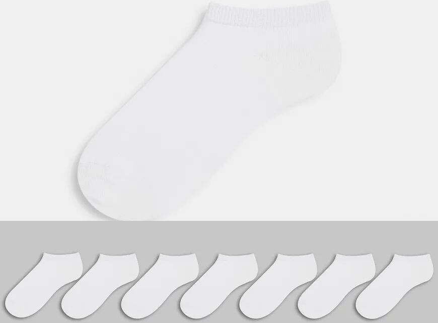 ASOS DESIGN 7 pack trainer socks-White  White