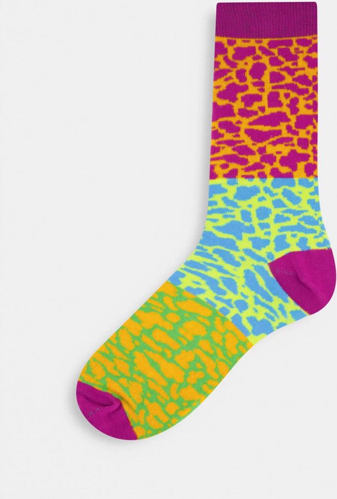 ASOS DESIGN all over leopard print colour block ankle socks-Multi  Multi