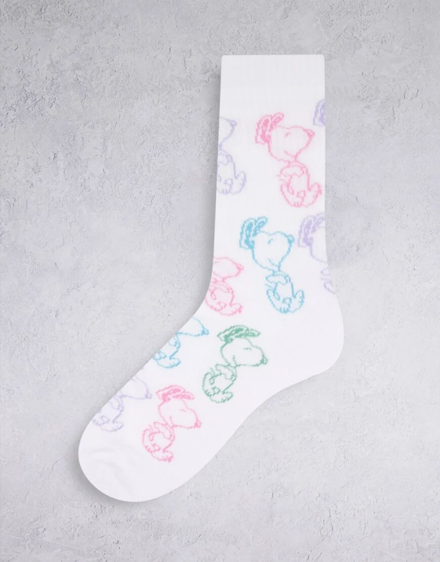 ASOS DESIGN all over Snoopy print sport socks in white  White