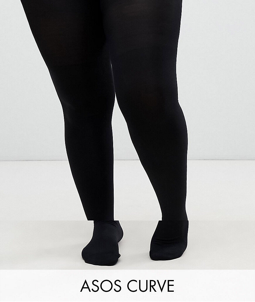 ASOS Curve ASOS DESIGN Curve 2 pack 140 denier black tights new improved fit  Black