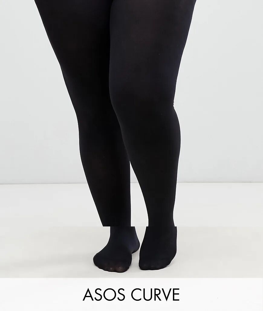 ASOS Curve ASOS DESIGN Curve 2 pack 90 denier black tights in super stretch fit  Black