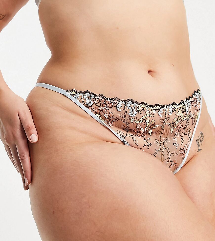 ASOS Curve ASOS DESIGN Curve Billie pastel embroidery thong in multi  Multi