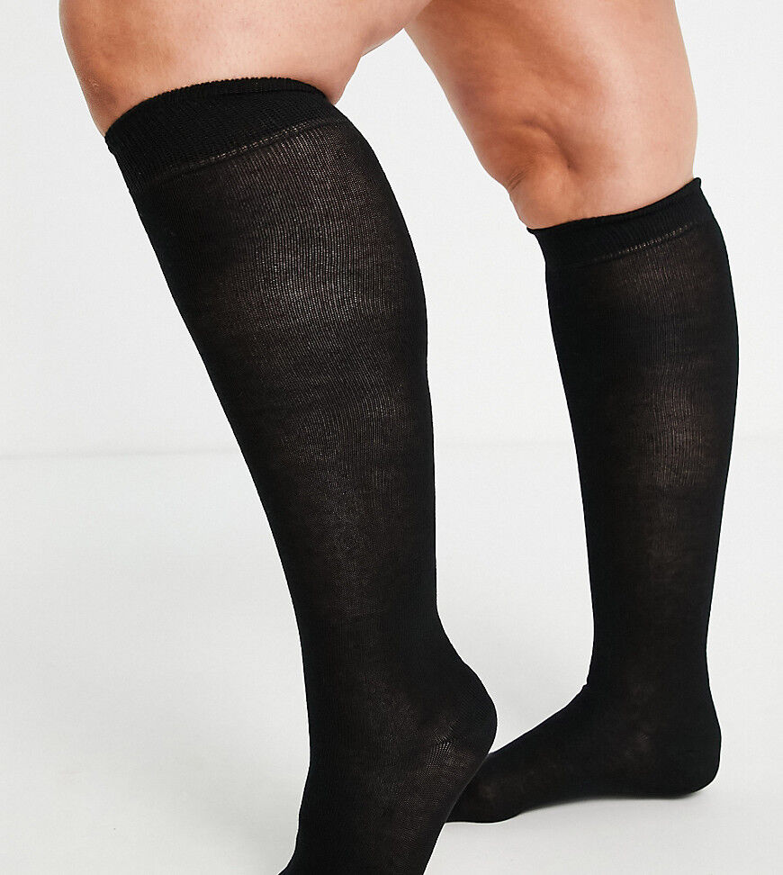 ASOS DESIGN Curve knee high socks in black  Black