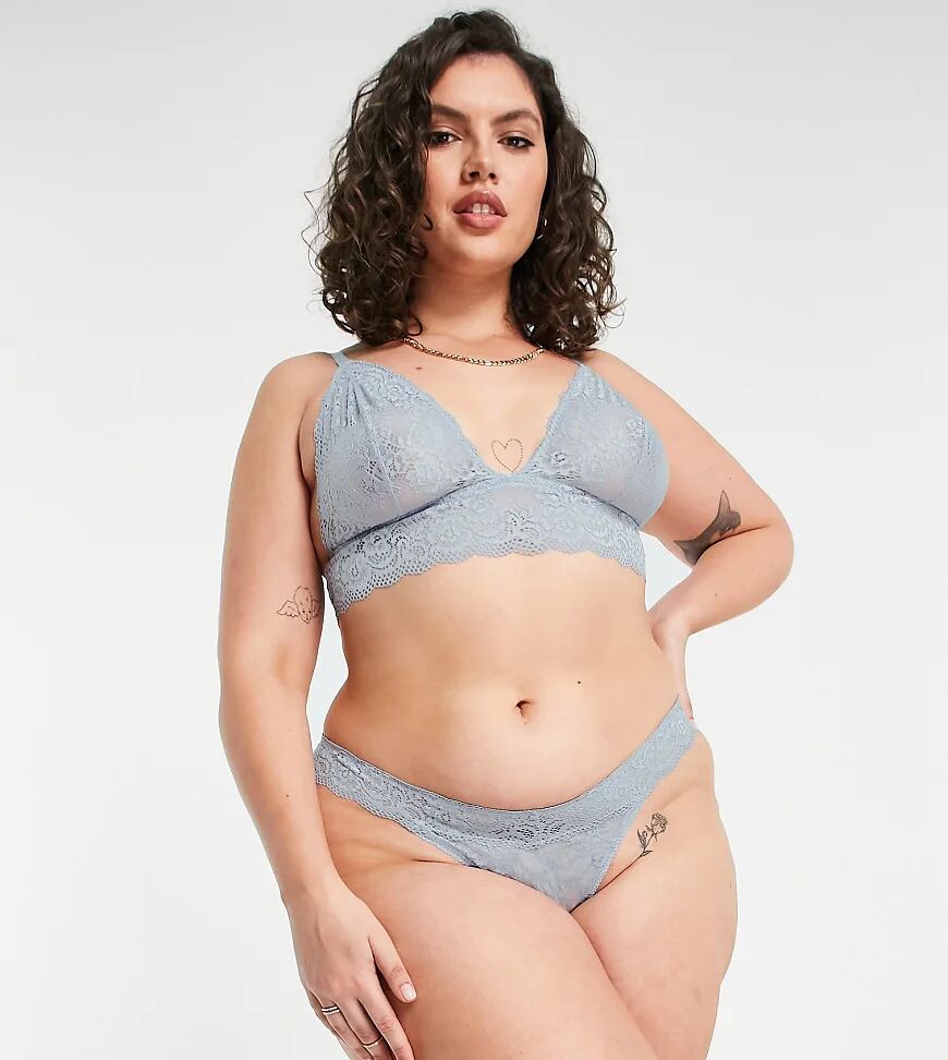 ASOS Curve ASOS DESIGN Curve Sara lace malibu thong in dusty blue-Pink  Pink