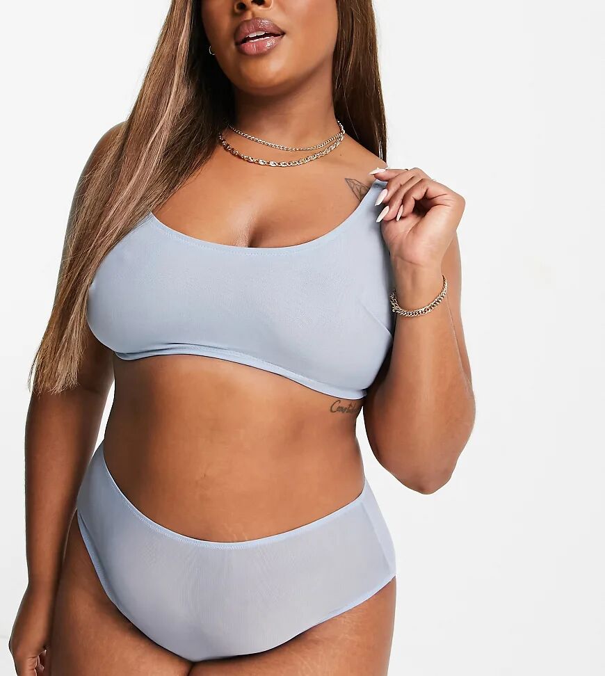 ASOS Curve ASOS DESIGN Curve Tiggy smoothing high-waist knicker in mesh in dusty blue  Blue