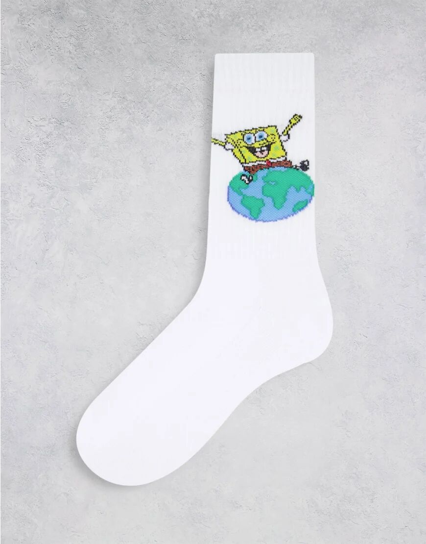 ASOS DESIGN eco spongebob sports socks-White  White