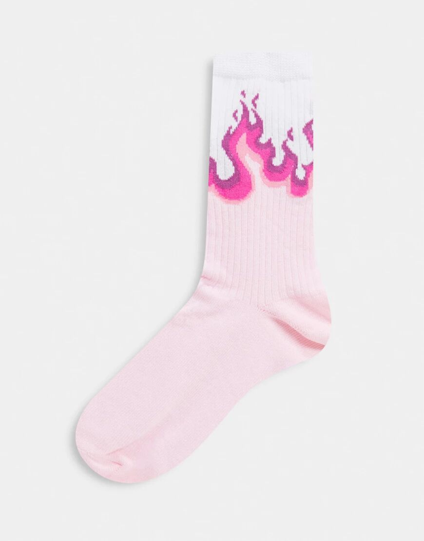 ASOS DESIGN flame calf length sock in pink  Pink