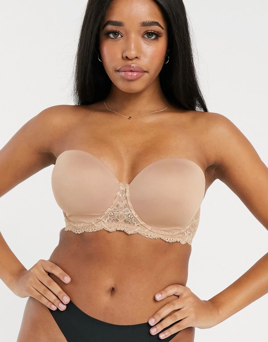 ASOS DESIGN Fuller Bust padded multiway balcony bra with underwire in beige-Neutral  Neutral