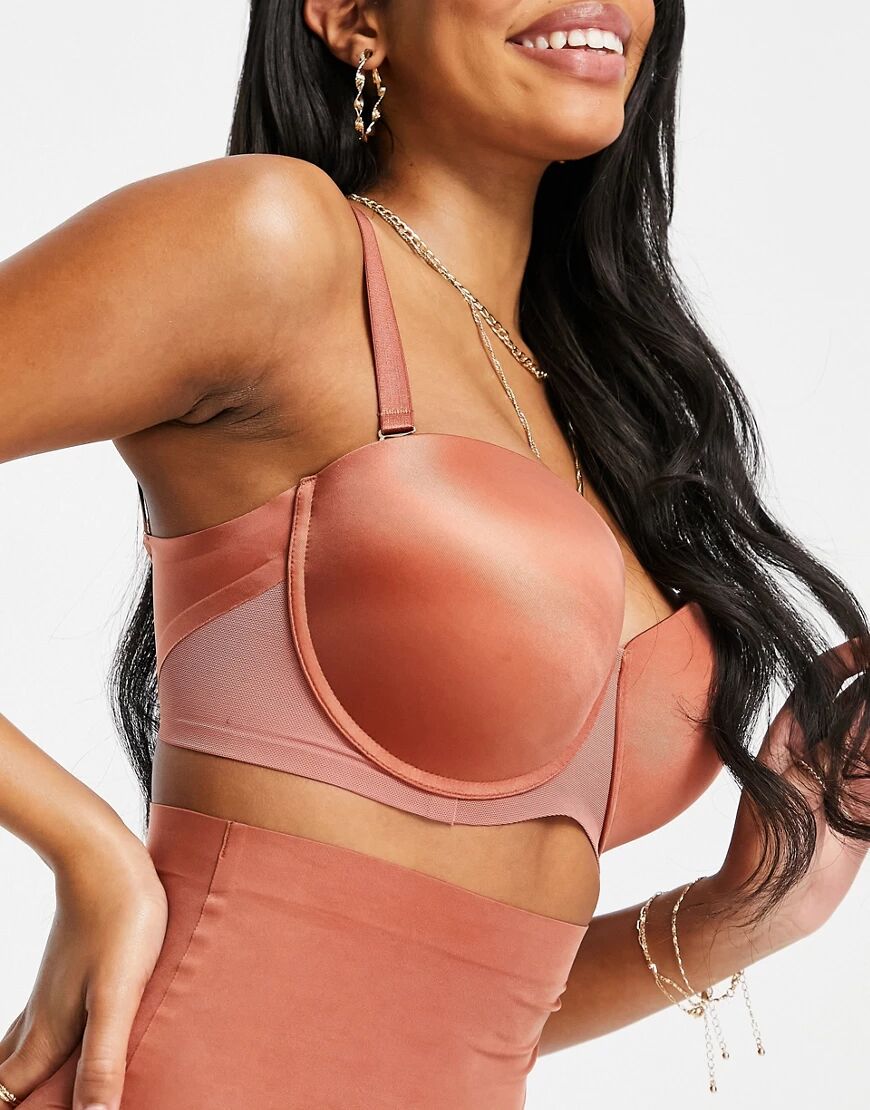 ASOS DESIGN Fuller Bust smoothing balcony bra with detachable straps in dusky pink-Neutral  Neutral
