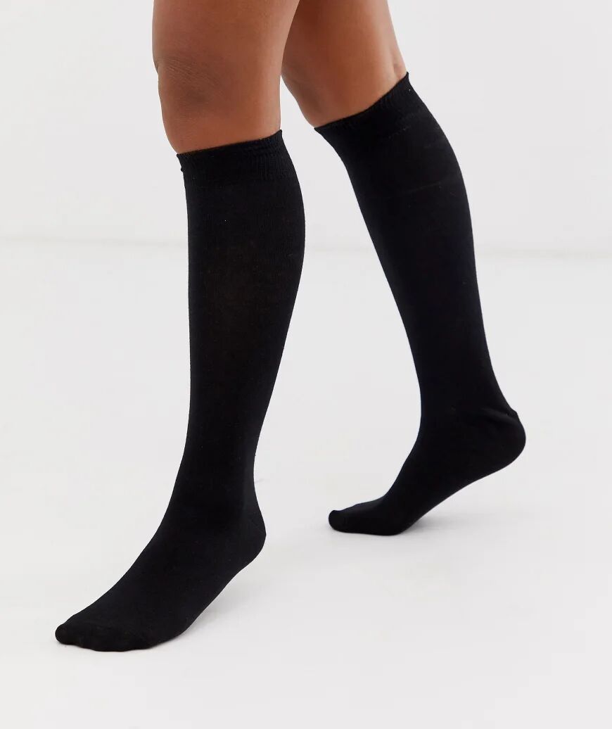 ASOS DESIGN knee high socks in black  Black