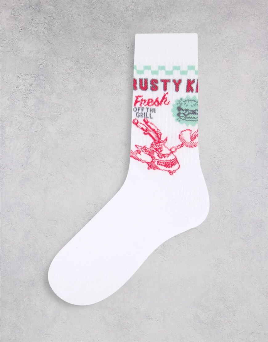 ASOS DESIGN Krusty Krab burger Spongebob sports socks in white  White