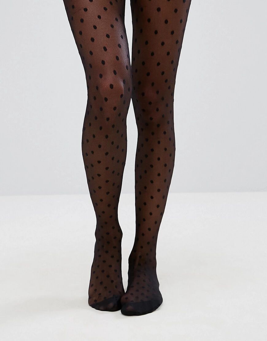 ASOS DESIGN medium polka dot black tights  Black