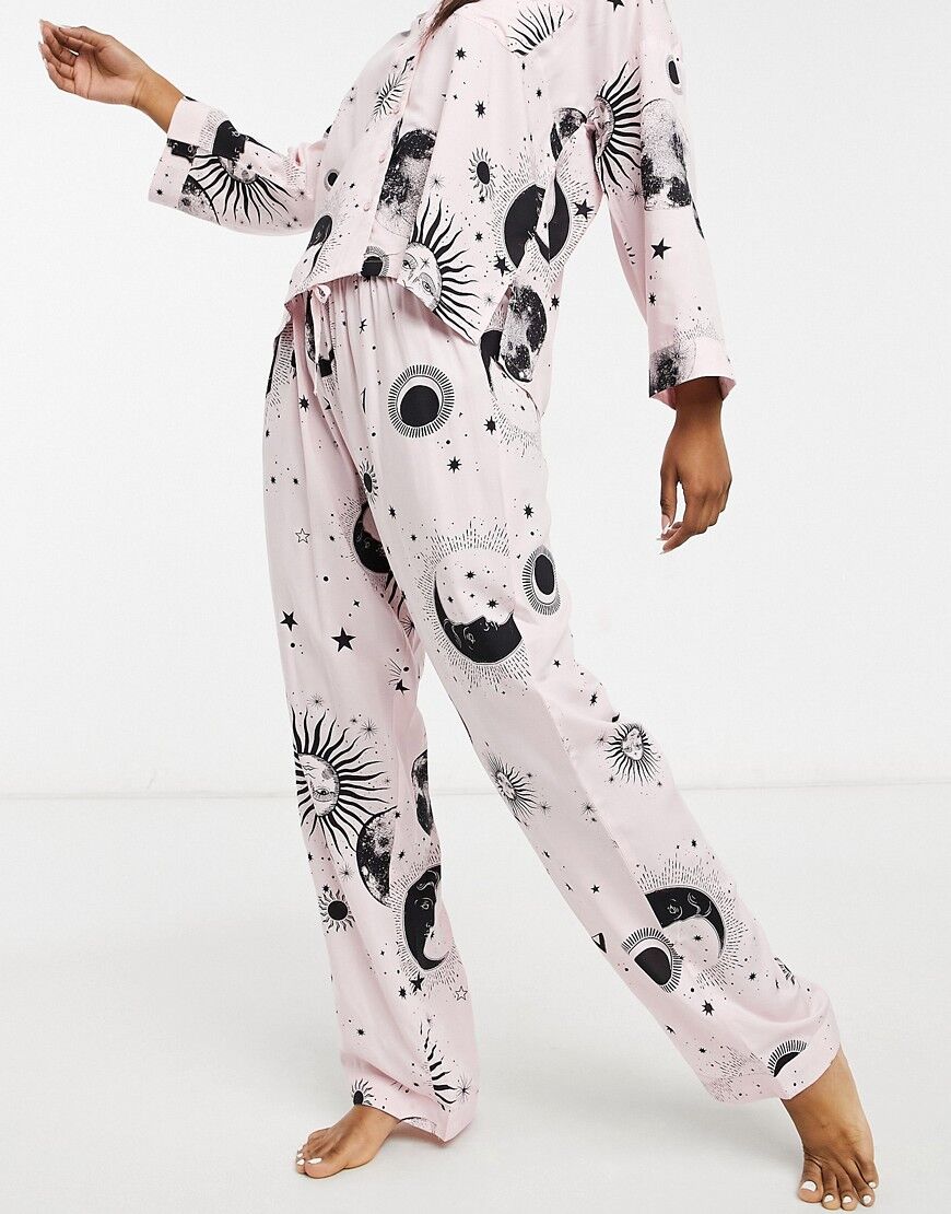 ASOS DESIGN mix & match astrology 100% modal pyjama trouser in pink  Pink