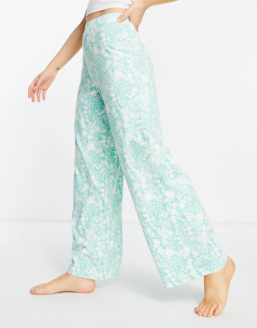 ASOS DESIGN mix & match floral pyjama trouser in green  Green