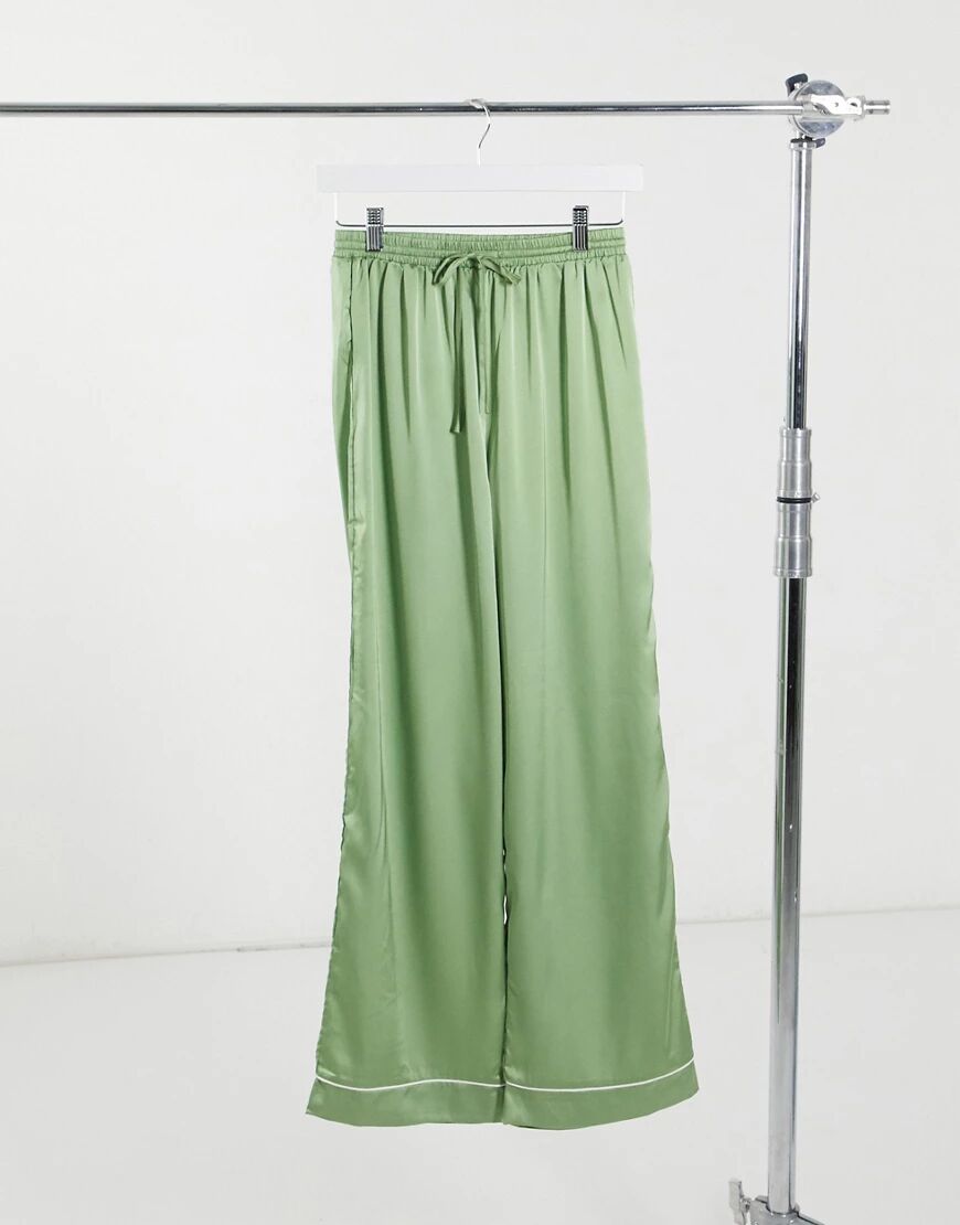 ASOS DESIGN mix & match satin pyjama trouser in sage-Green  Green