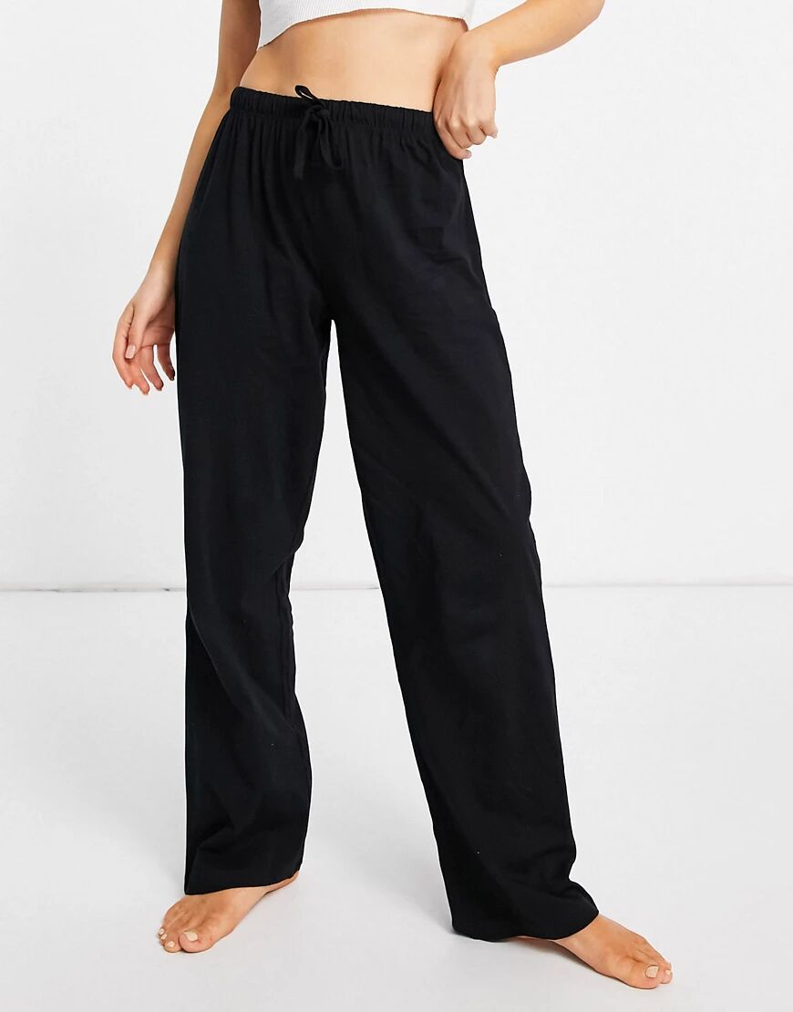 ASOS DESIGN mix & match straight leg jersey pyjama trouser in black  Black