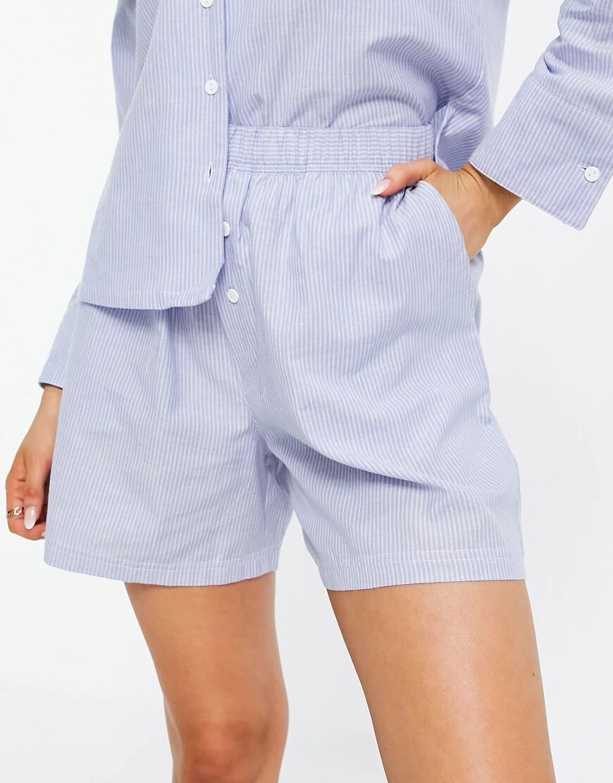 ASOS DESIGN mix & match traditional cotton stripe pyjama short in blue & white  Blue