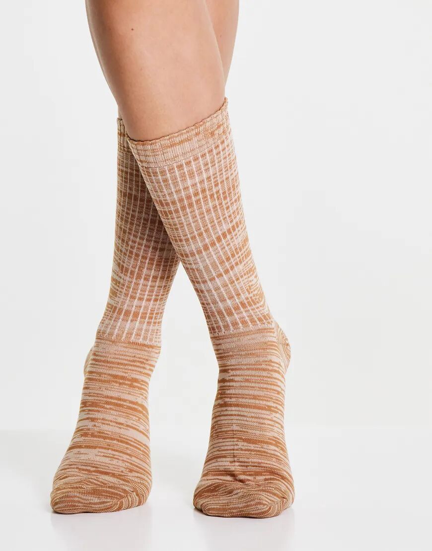 ASOS DESIGN mixed knit calf length socks in neutral tones-Multi  Multi