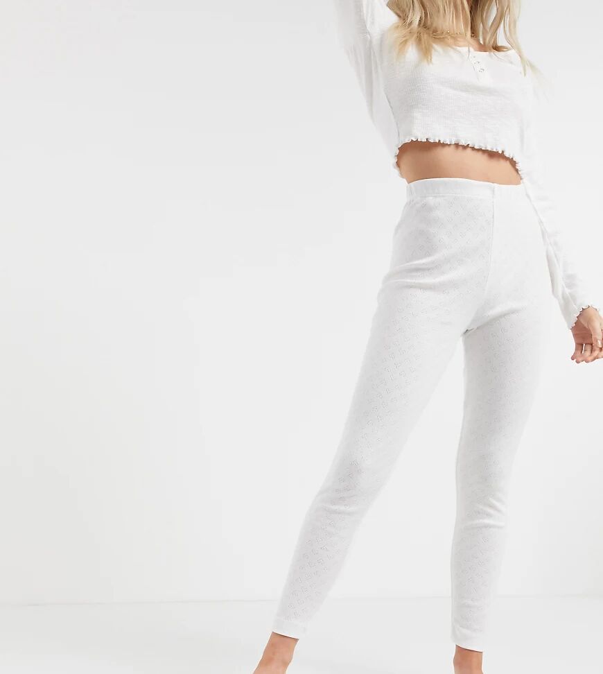 ASOS Petite ASOS DESIGN Petite mix & match heart pointelle pyjama legging in white  White