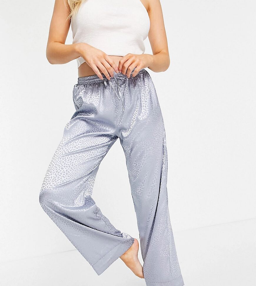 ASOS Petite ASOS DESIGN Petite mix & match satin animal jacquard trouser in blue  Blue