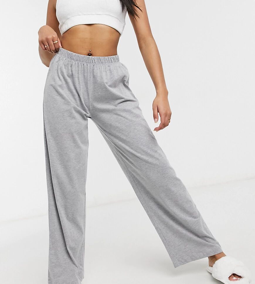 ASOS Petite ASOS DESIGN Petite mix & match straight leg jersey pyjama trouser in grey marl  Grey