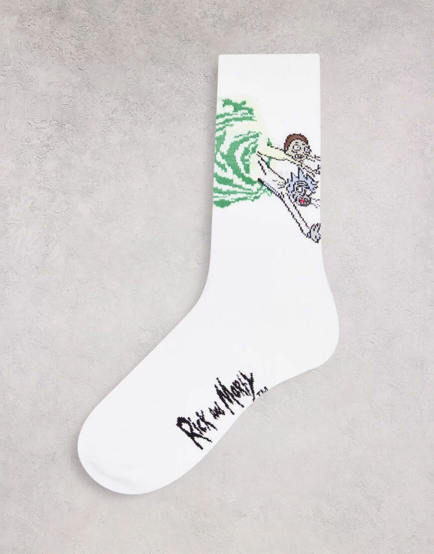 ASOS DESIGN Rick and Morty swirl sports socks in white  White