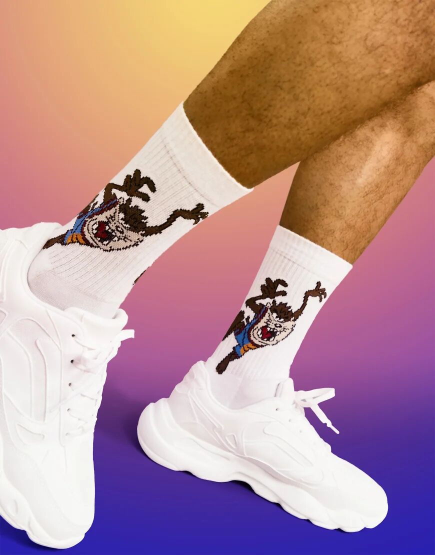 ASOS DESIGN Space Jam: A New Legacy Tasmanian Devil sport socks in white-Pink  Pink