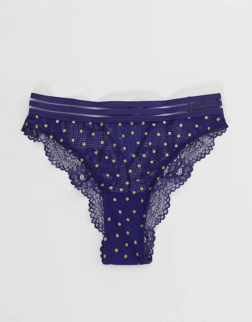 ASOS DESIGN Stella navy brazilian pant with gold spots  Navy